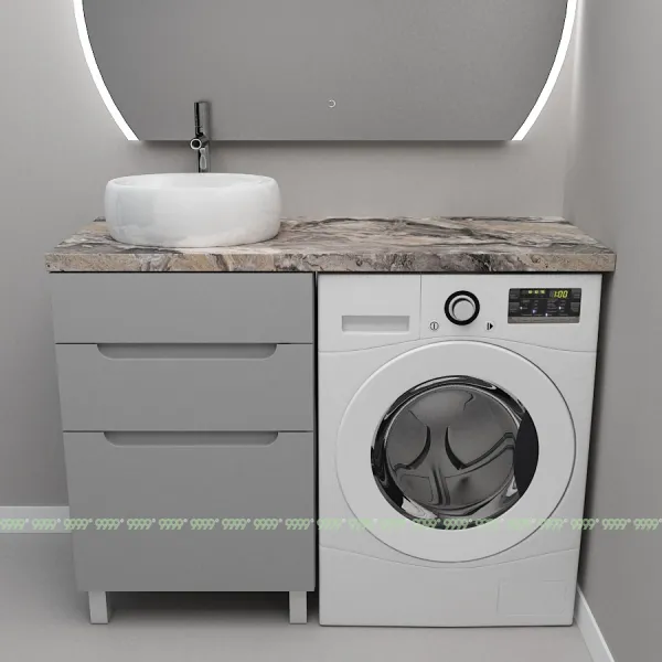 Тумба Дана Виктория 90 напольная на 2 ящика (цвет оникс серый) под стиральную машину