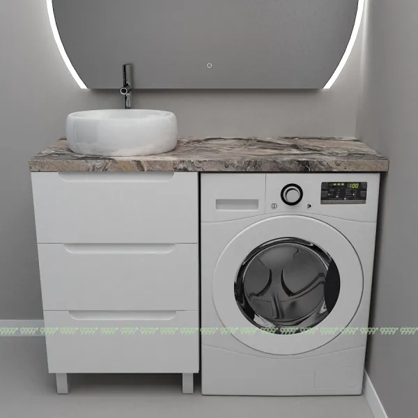 Тумба Дана Виктория 50 напольная на 3 ящика (цвет белый) под стиральную машину