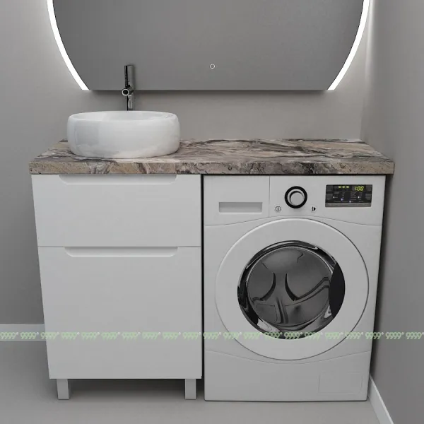 Тумба Дана Виктория 80 напольная на 2 ящика (цвет белый) под стиральную машину