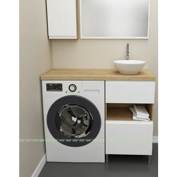 Тумба Дана Оптима 40 напольная (дуб/белый) под столешницу 100 см над стиральной машиной