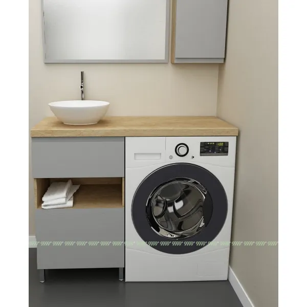 Тумба Дана Оптима 40 напольная (дуб/оникс серый) под столешницу 100 см над стиральной машиной