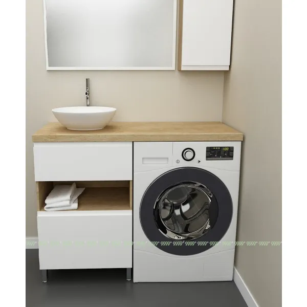 Тумба Дана Оптима 50 напольная (дуб/белый) под столешницу 110 см над стиральной машиной