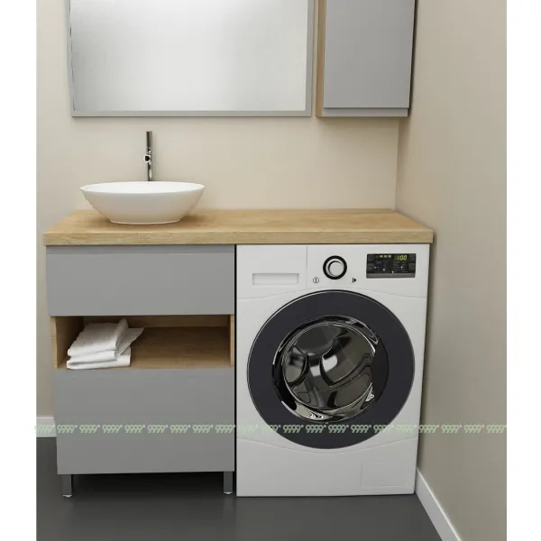 Тумба Дана Оптима 50 напольная (дуб/оникс серый) под столешницу 110 см над стиральной машиной