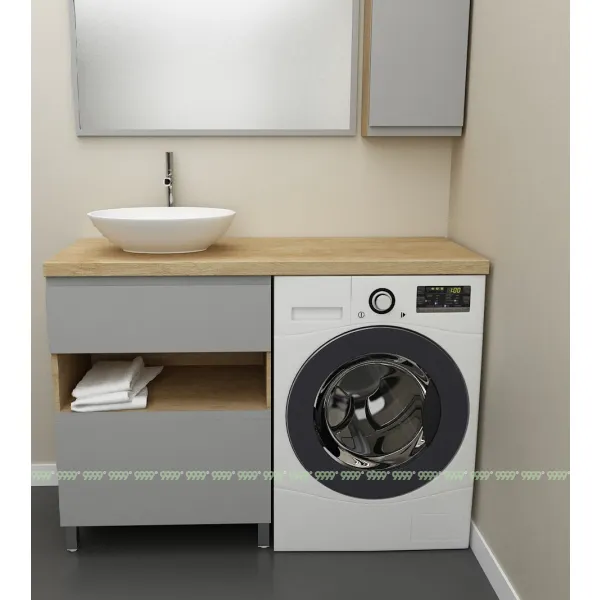 Тумба Дана Оптима 60 напольная (дуб/оникс серый) под столешницу 120 см над стиральной машиной