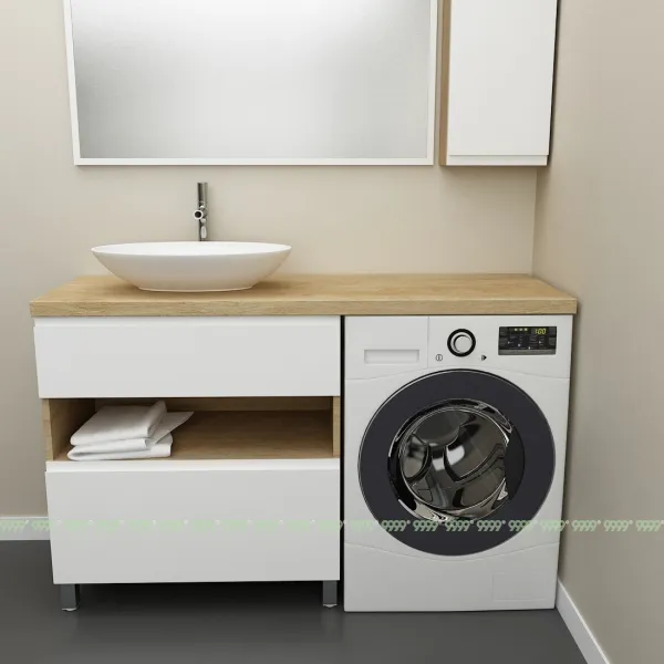 Тумба Дана Оптима 80 напольная (дуб/белый) под столешницу 140 см над стиральной машиной