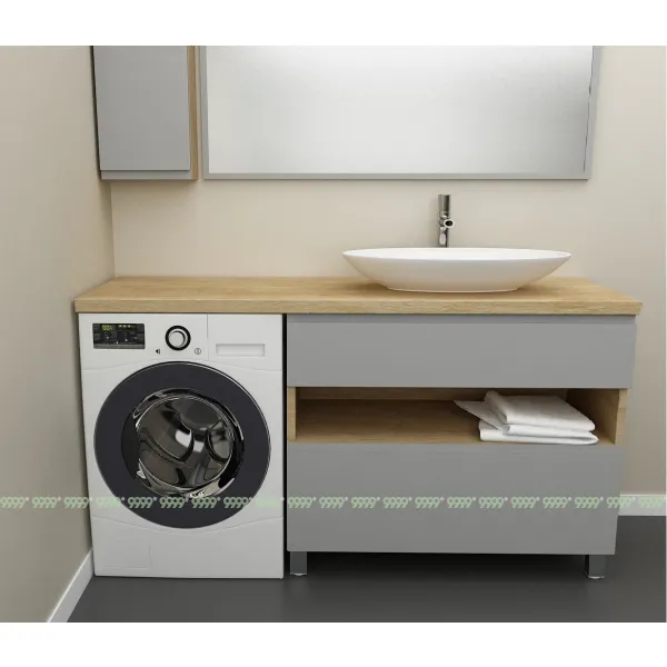 Тумба Дана Оптима 100 напольная (дуб/оникс серый) под столешницу 160 см над стиральной машиной