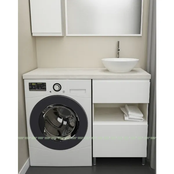 Тумба Дана Оптима 40 напольная (сосна касцина/белый) под столешницу 100 см над стиральной машиной