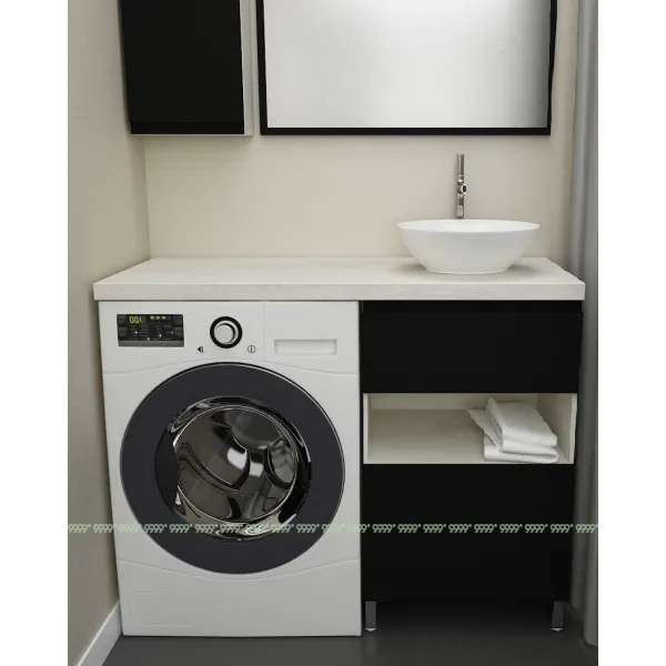 Тумба Дана Оптима 40 напольная (сосна касцина/черный) под столешницу 100 см над стиральной машиной