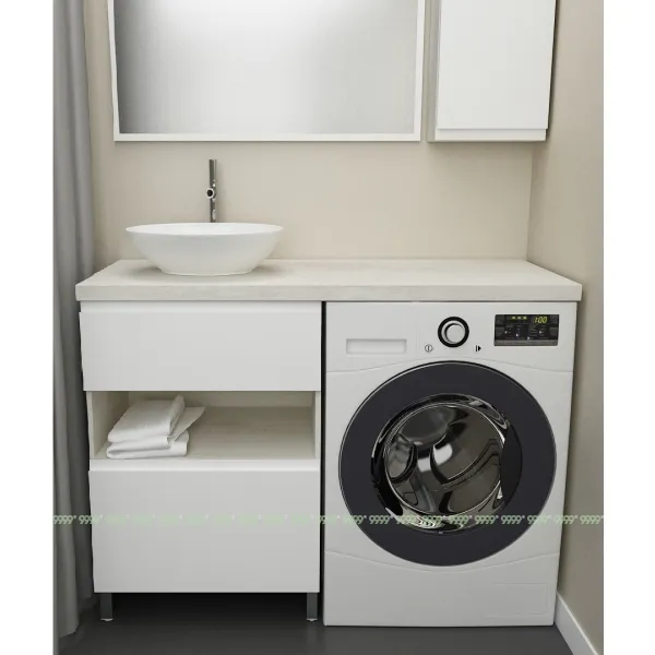 Тумба Дана Оптима 50 напольная (сосна касцина/белый) под столешницу 110 см над стиральной машиной