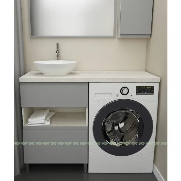 Тумба Дана Оптима 50 напольная (сосна касцина/оникс серый) под столешницу 110 см над стиральной машиной