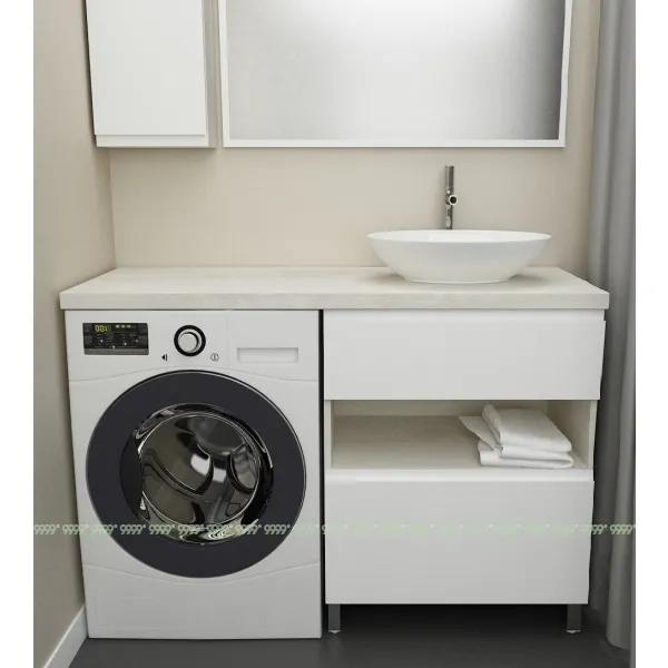 Тумба Дана Оптима 60 напольная (сосна касцина/белый) под столешницу 120 см над стиральной машиной