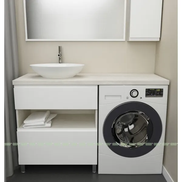 Тумба Дана Оптима 70 напольная (сосна касцина/белый) под столешницу 130 см над стиральной машиной