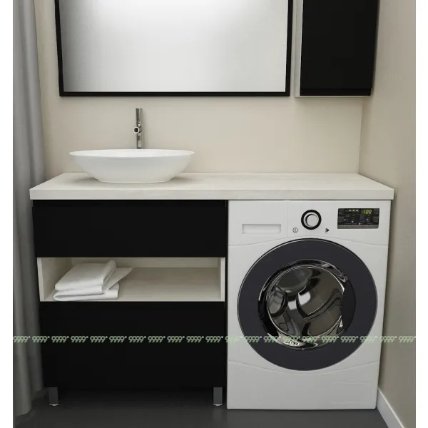 Тумба Дана Оптима 70 напольная (сосна касцина/черный) под столешницу 130 см над стиральной машиной