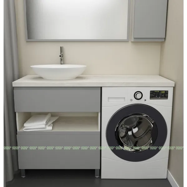 Тумба Дана Оптима 70 напольная (сосна касцина/оникс серый) под столешницу 130 см над стиральной машиной