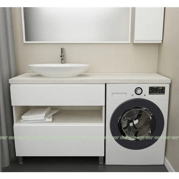 Тумба Дана Оптима 90 напольная (сосна касцина/белый) под столешницу 150 см над стиральной машиной