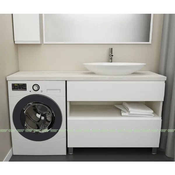 Тумба Дана Оптима 100 напольная (сосна касцина/белый) под столешницу 160 см над стиральной машиной