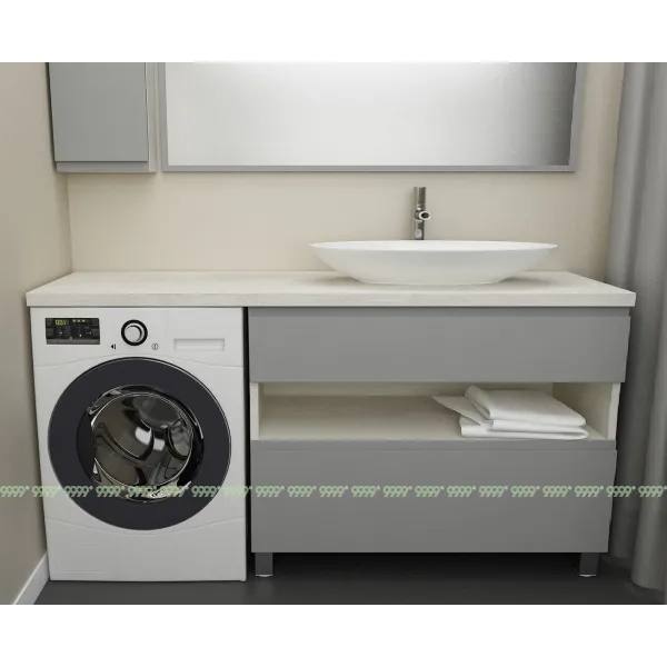 Тумба Дана Оптима 100 напольная (сосна касцина/оникс серый) под столешницу 160 см над стиральной машиной