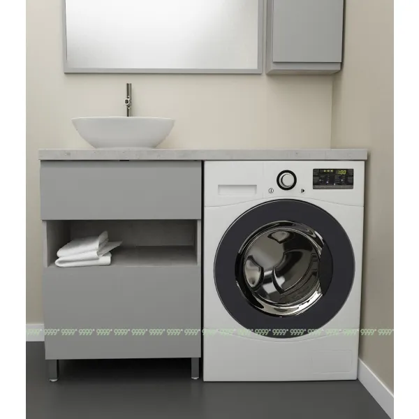 Тумба Дана Оптима 50 напольная (цвет бетон чикаго/оникс серый) под столешницу 110 см над стиральной машиной