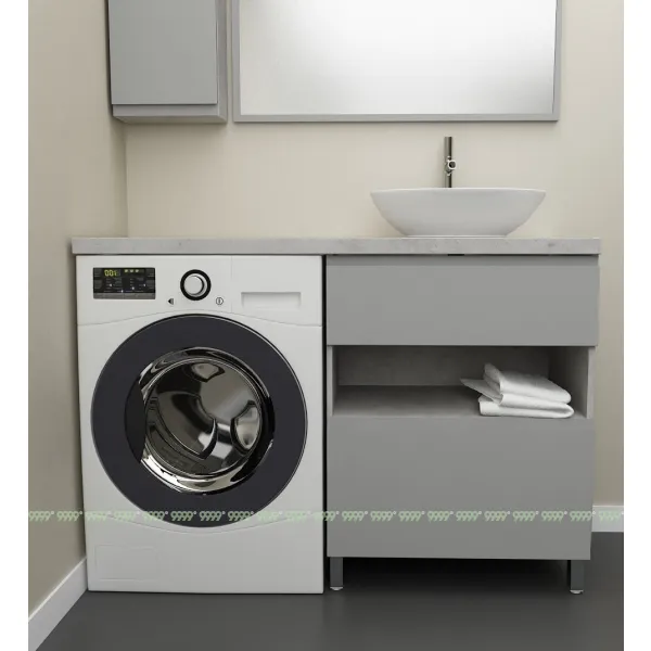 Тумба Дана Оптима 60 напольная (цвет бетон чикаго/оникс серый) под столешницу 120 см над стиральной машиной