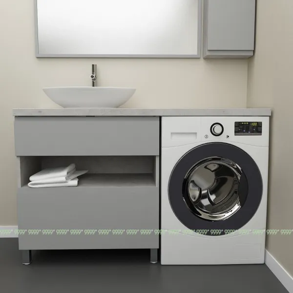 Тумба Дана Оптима 70 напольная (цвет бетон чикаго/оникс серый) под столешницу 130 см над стиральной машиной