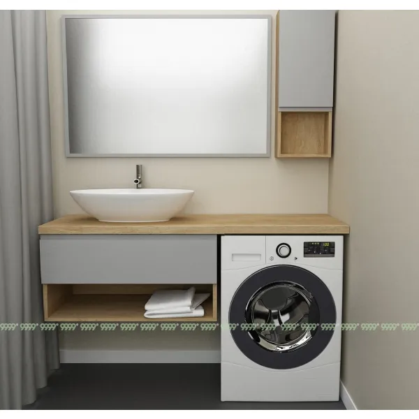 Тумба Дана Оптима 90 подвесная (дуб/оникс серый) под столешницу 150 см над стиральной машиной