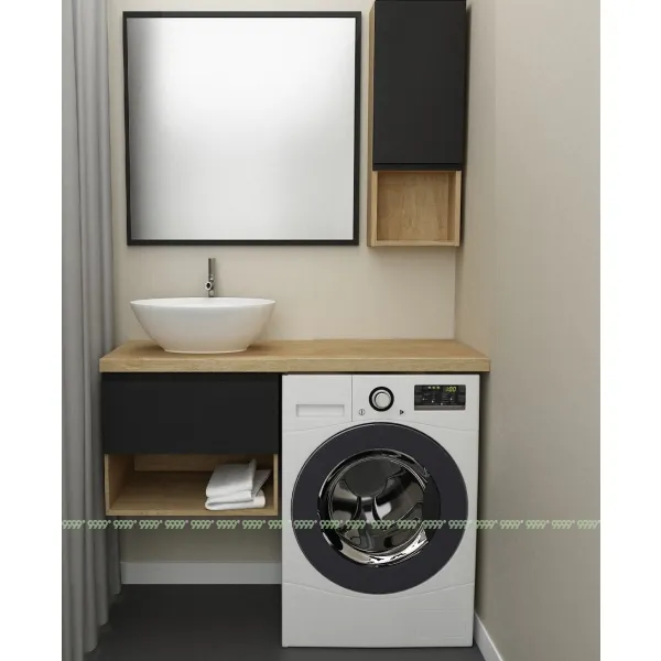 Тумба Дана Оптима 40 подвесная (дуб/черный) под столешницу 100 см над стиральной машиной