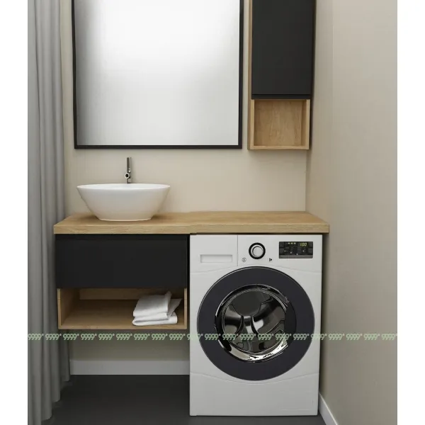 Тумба Дана Оптима 50 подвесная (дуб/черный) под столешницу 110 см над стиральной машиной