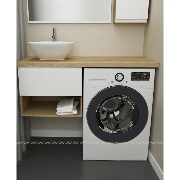 Тумба Дана Оптима 50 подвесная (дуб/белый) под столешницу 110 см над стиральной машиной