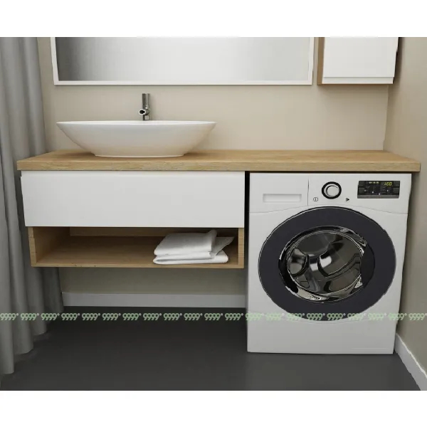 Тумба Дана Оптима 100 подвесная (дуб/белый) под столешницу 160 см над стиральной машиной