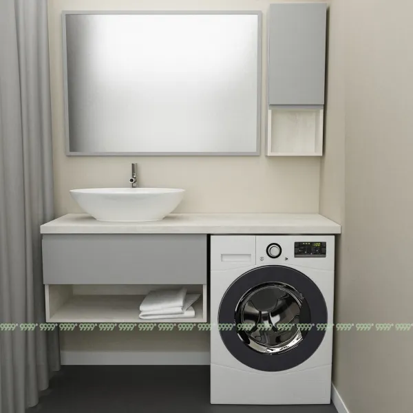 Тумба Дана Оптима 70 подвесная (сосна касцина/оникс серый) под столешницу 130 см над стиральной машиной