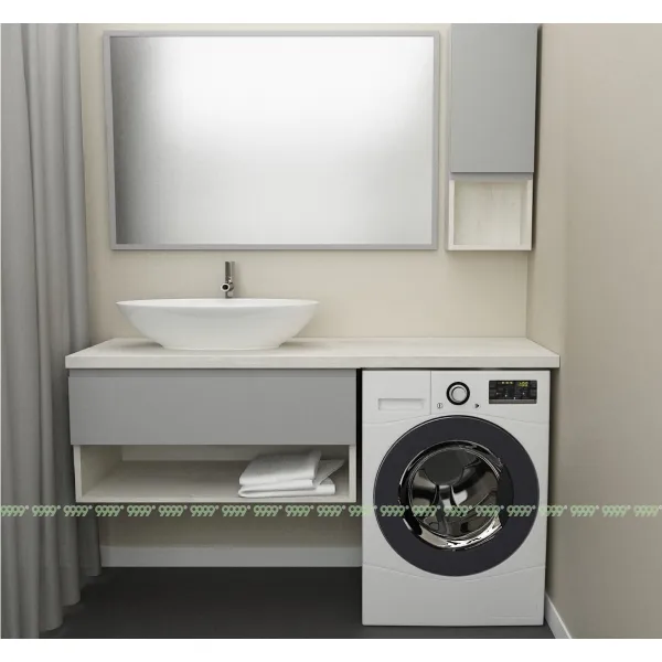 Тумба Дана Оптима 90 подвесная (сосна касцина/оникс серый) под столешницу 150 см над стиральной машиной