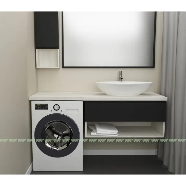 Тумба Дана Оптима 100 подвесная (сосна касцина/черный) под столешницу 160 см над стиральной машиной