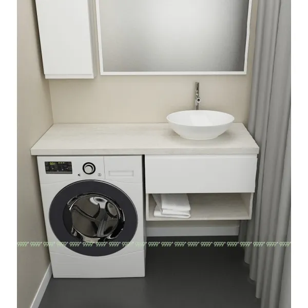 Тумба Дана Оптима 60 подвесная (сосна касцина/белый) под столешницу 120 см над стиральной машиной