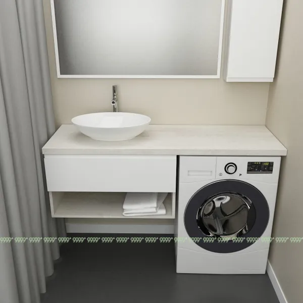 Тумба Дана Оптима 70 подвесная (сосна касцина/белый) под столешницу 130 см над стиральной машиной