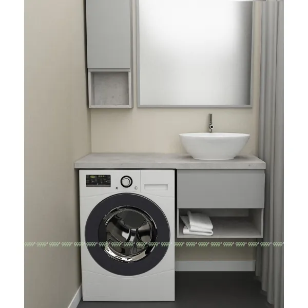 Тумба Дана Оптима 50 подвесная (цвет бетон чикаго/оникс серый) под столешницу 110 см над стиральной машиной