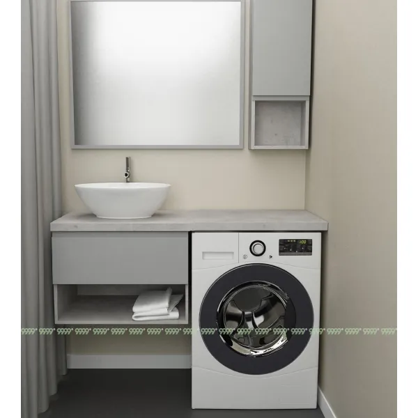 Тумба Дана Оптима 40 подвесная (цвет бетон чикаго/оникс серый) под столешницу 100 см над стиральной машиной