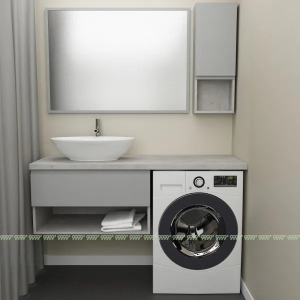 Тумба Дана Оптима 80 подвесная (цвет бетон чикаго/оникс серый) под столешницу 140 см над стиральной машиной