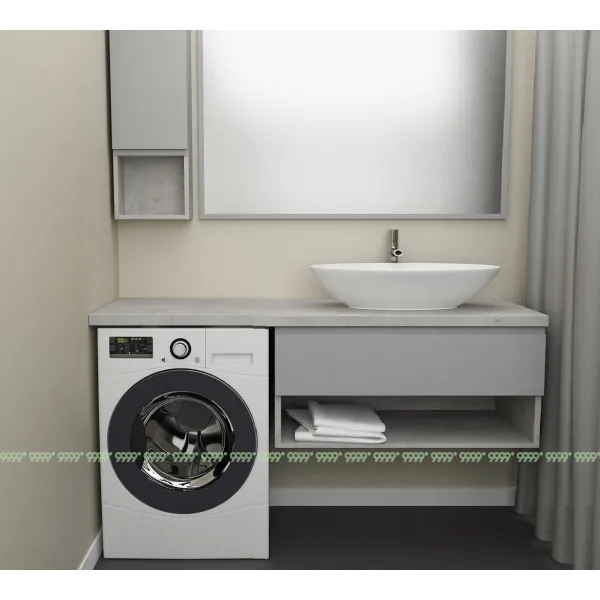 Тумба Дана Оптима 100 подвесная (цвет бетон чикаго/оникс серый) под столешницу 160 см над стиральной машиной