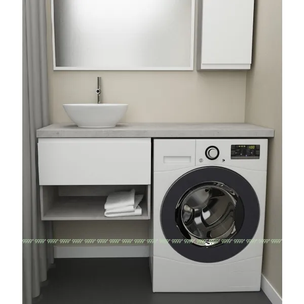 Тумба Дана Оптима 50 подвесная (цвет бетон чикаго/белый) под столешницу 110 см над стиральной машиной