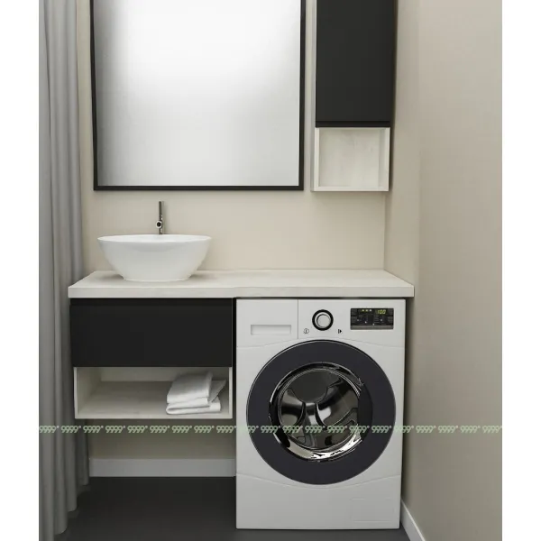 Тумба Дана Оптима 50 подвесная (сосна касцина/черный) под столешницу 110 см над стиральной машиной