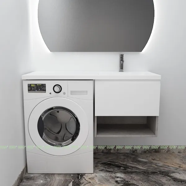 Тумба с умывальником Дана Оптима Люкс 110 подвесная (чаша справа) цвет бетон чикаго/белый