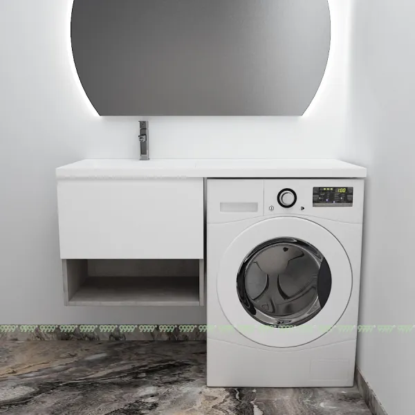 Тумба с умывальником Дана Оптима Люкс 100 подвесная (чаша слева) цвет бетон чикаго/белый