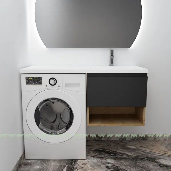 Тумба с умывальником Дана Оптима Люкс 100 подвесная (чаша справа) цвет дуб/черный