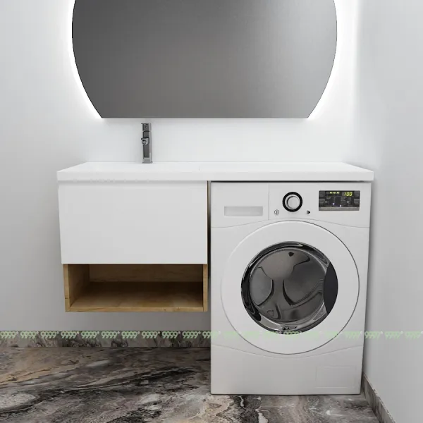 Тумба с умывальником Дана Оптима Люкс 110 подвесная (чаша слева) цвет дуб/белый