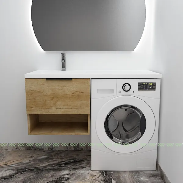 Тумба с умывальником Дана Оптима Люкс 110 подвесная (чаша слева) цвет дуб