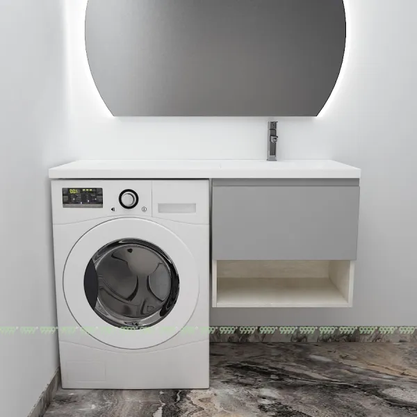 Тумба с умывальником Дана Оптима Люкс 120 подвесная (чаша справа) цвет сосна касцина/оникс серый