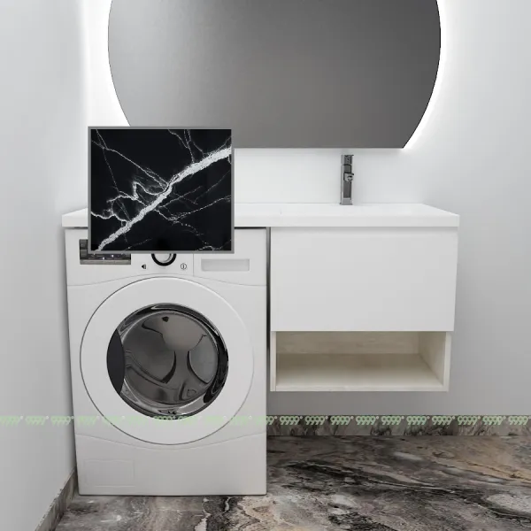 Тумба с умывальником Дана Оптима Люкс 120 подвесная (чаша справа) цвет сосна касцина/белый/черный мрамор