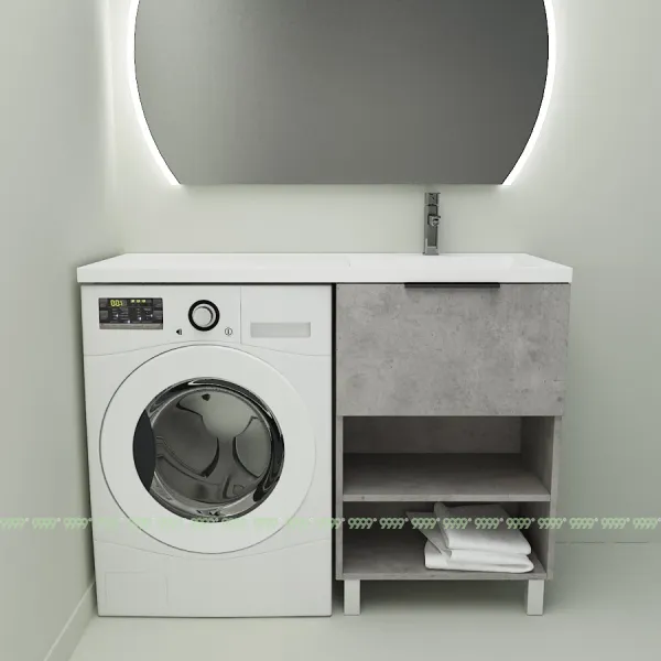 Тумба с умывальником Дана Оптима Люкс 130 напольная (чаша справа) цвет бетон чикаго