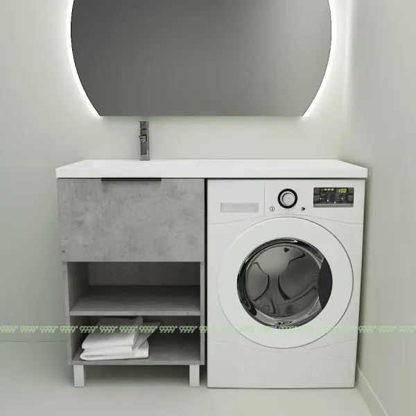 Тумба с умывальником Дана Оптима Люкс 130 напольная (чаша слева) цвет бетон чикаго