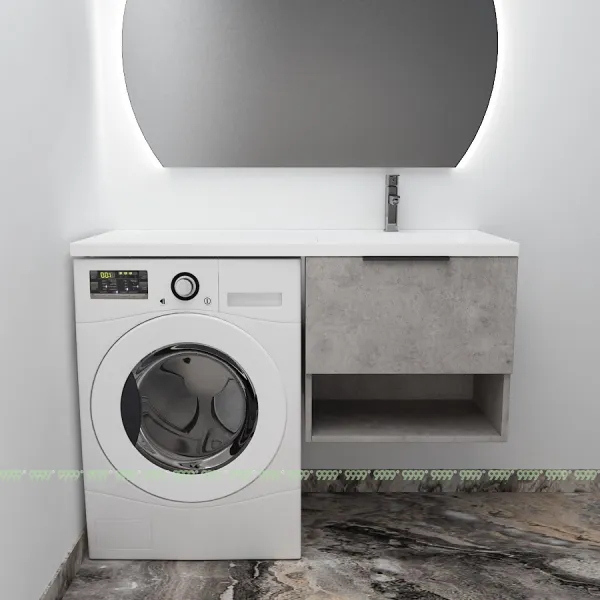 Тумба с умывальником Дана Оптима Люкс 130 подвесная (чаша справа) цвет бетон чикаго